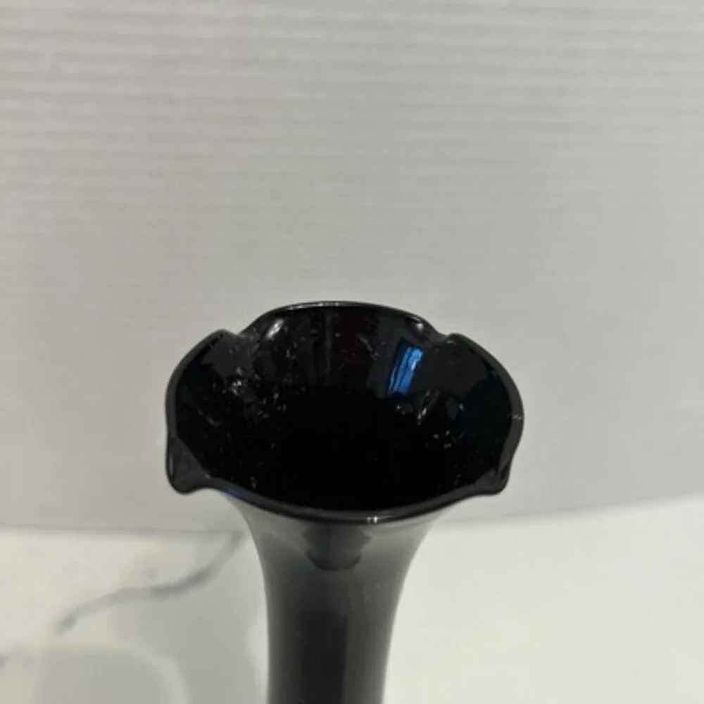 Vintage Black Amethyst Swung Glass Bud Vase 8-1/4 in.